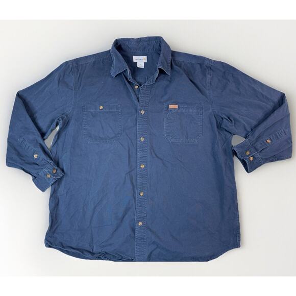 Carhartt Other - Carhartt Men's Original Fit Button Up Long Sleeve Shirt XL Navy 100091 Workwear